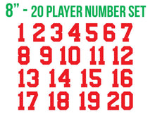20 players set of 8" numbers - choose your color and font -