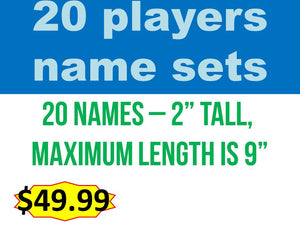 TEAM SET - 20 Player Name Set